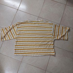 Mustard Colour Striped Crop Top