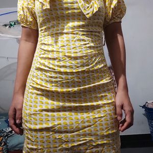 Bodycon Yellow And White Dress