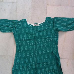 Vibrant Green Ikkat Kurta - Handcrafted