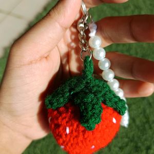 Strawberry Crochet Keychain | Handmade