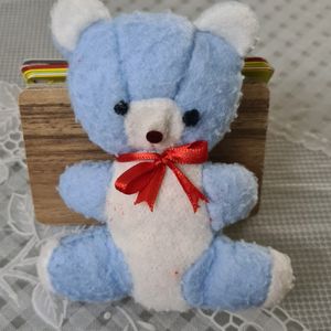 Sky Blue Teddy Bear...Stuffed Toy with Red bow