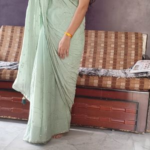 Designer Saree Light Parrot Green