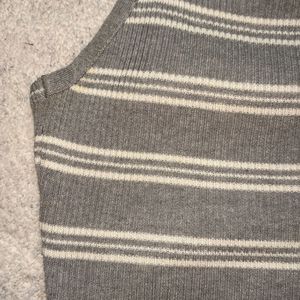 Backless Grey Ribbed Strappy Top