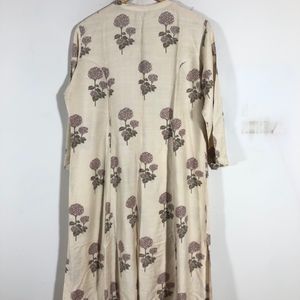 Cream Printed A-Line Kurta(Women’s)