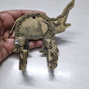 Brass Hook With Elephant Motif Dhokra Art