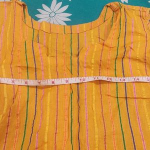 Yellow Line Printed Kurti