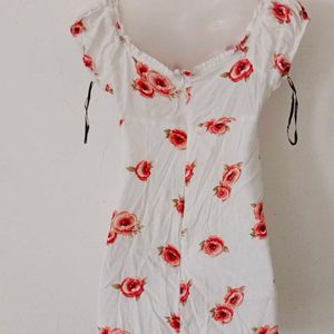 WHITE FLORAL MINI DRESS