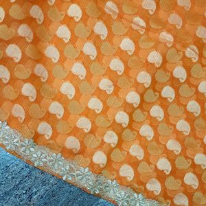 Orange Lace Saree