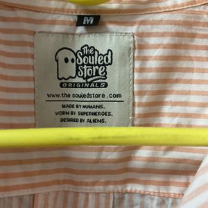 Peach Striped Boyfriend Fit Shirt