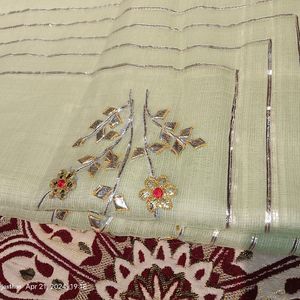 Light Green Gota Pati Cotton Saree