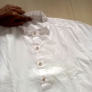 Men's White Cotton Blend Kurta