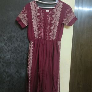 Maroon Printed Nyra Cut Kurti