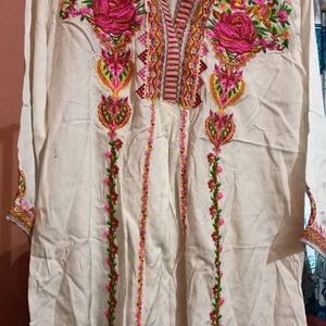 White and Multicolour Embroidered Tunic