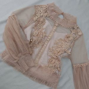 New Korean Embroidery Nude Blouson