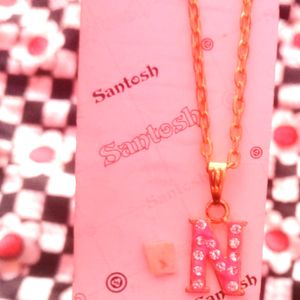 Layered Golden Chen, pink name locket