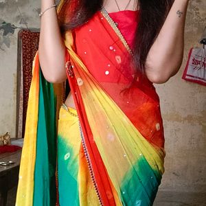 Lahariya Real Mirror Work Saree With Blouse