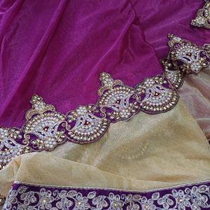 Beautiful Purple Saree With Blause