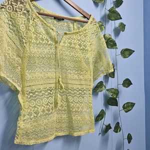 Lime Color Net Top