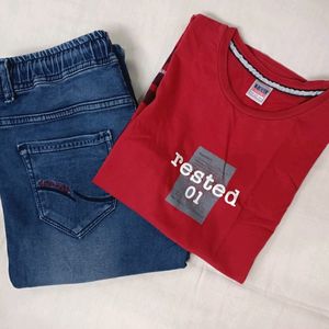 T-shirt Jeans Set With 1 Free Tshirt