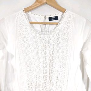 Max Off White Lace Neck Western Dress (Womens)