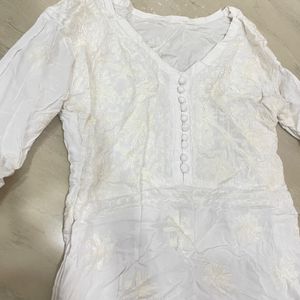 White Chikankari Long Kurta