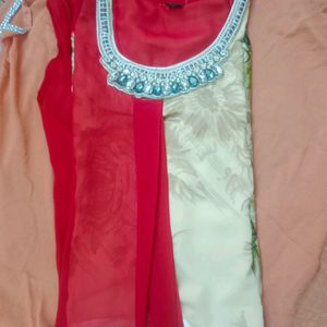 Embellished Neck Kurti With Stones