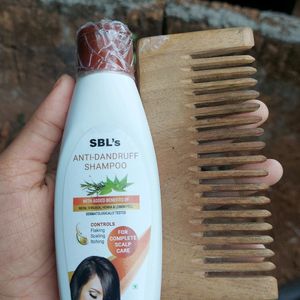 Sbl Anti Dandruff Shampoo  And Neem Comb Wooden