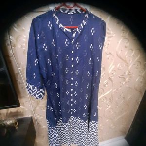 Women's Cotton Ikat Printed A-Line Kurta