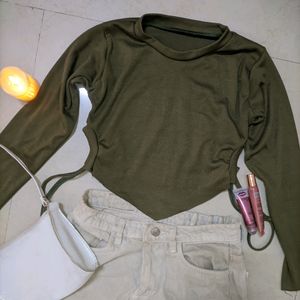 Olive Green Crop Top 💚✨