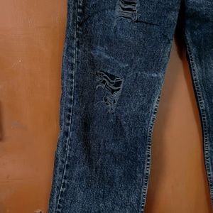 Stylish Charcoal Roughed High Waist Jeans