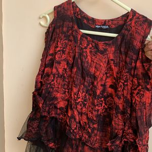 Red With Black Western Top