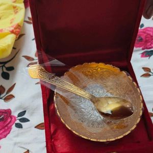 Golden Single Bowl With Spoon