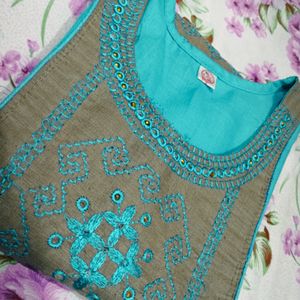 Blue And Gray Design Kurti