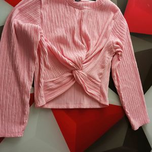 Pink Casual Full Sleeves Top