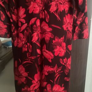 Beautiful Red-Black Floral Dress