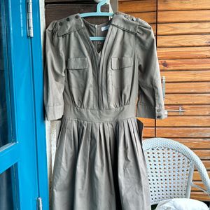 Olive pleated dress