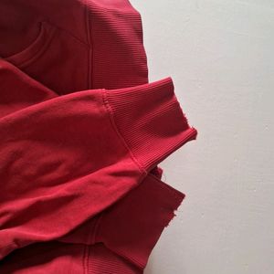 Red Zipped Oversized Hoodie