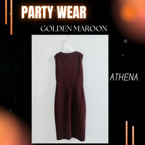 Athena Burgandy Embellished Sheath Dress