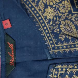 Visudh Blue Printed Kurta..