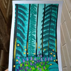 Aesthetic Forest Painting On A5 Sheet