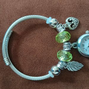 Green Crystal Watch Bracelet