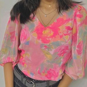 pink Floral Crop Top