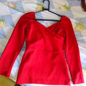 Women's Red Slim Top