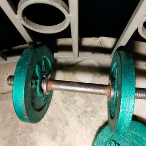 Iron Dumbbell 15kg And Rod +250 Gm