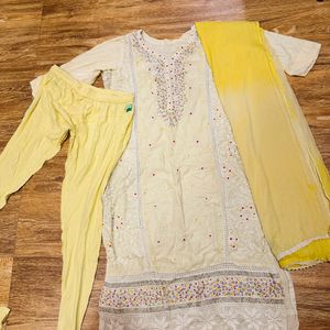 yellow kurti set