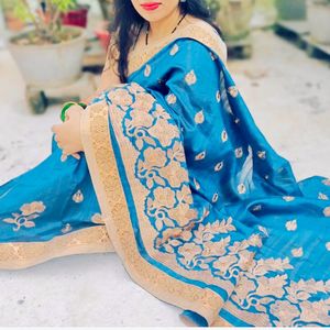 💥Price Drop Alert. Blue   Georgette Saree With Be