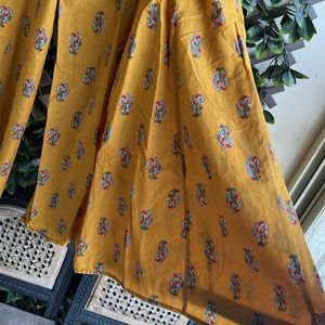 Mustard Yellow Color Printed Flaired Palazzo