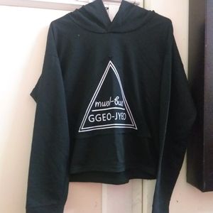 Cropped Lightweight Black Korean Hoodie