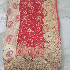 Wonderful Red And Golden Saree