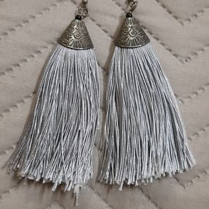 Silver Colour Thread Earrings